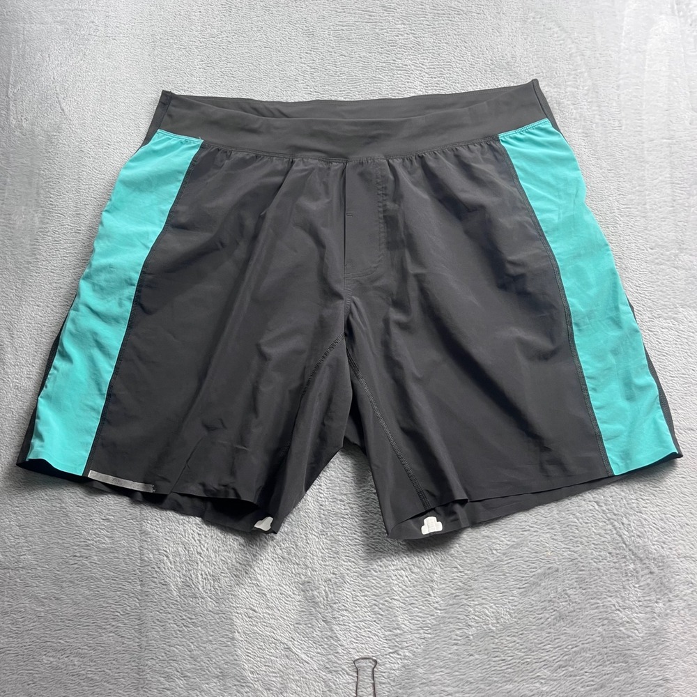 Lululemon Mens Running Shorts Grey Teal Colorblock Athletic Training Size XL 9in